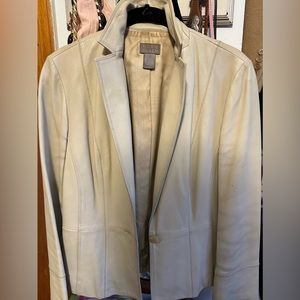 Vintage Sigrid Olsen Beige 100% Leather Jacket